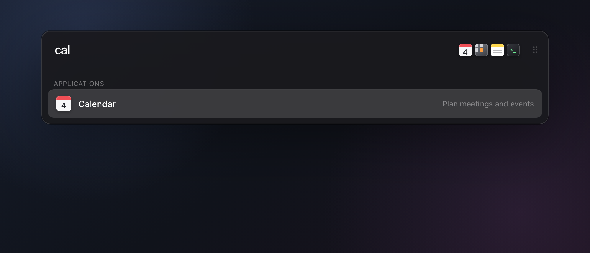 Favorite apps pinned inside the LaunchKnife bar